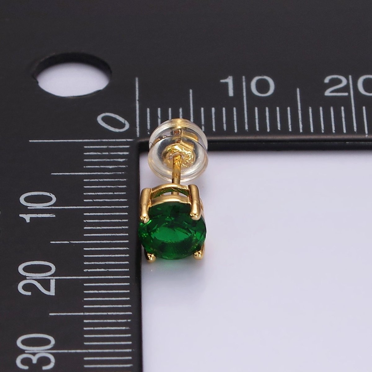 14K Gold Filled Clear, Black, Pink, Green CZ Stud Earrings in Gold &amp; Silver | V300 - V307