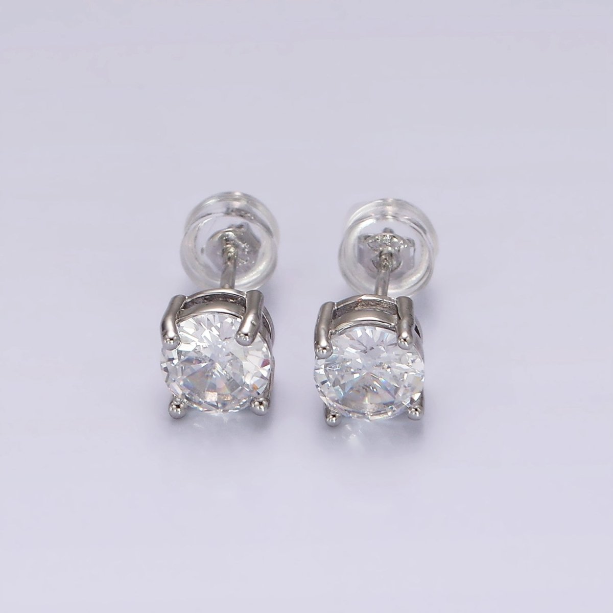 14K Gold Filled Clear, Black, Pink, Green CZ Stud Earrings in Gold &amp; Silver | V300 - V307
