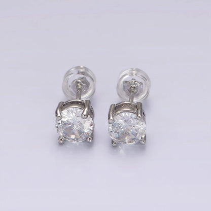 14K Gold Filled Clear, Black, Pink, Green CZ Stud Earrings in Gold &amp; Silver | V300 - V307