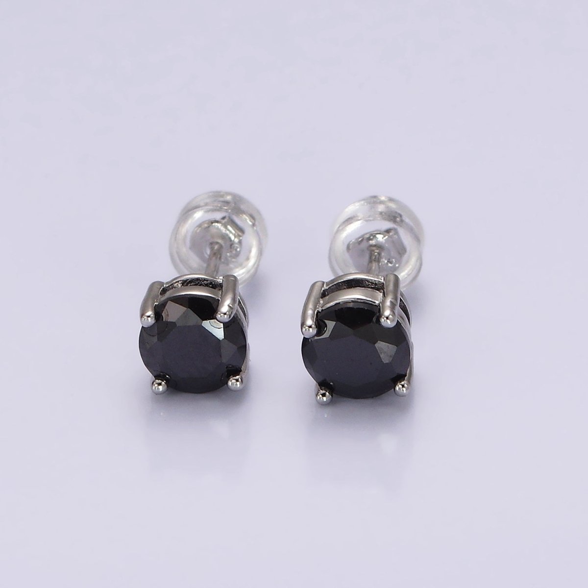 14K Gold Filled Clear, Black, Pink, Green CZ Stud Earrings in Gold &amp; Silver | V300 - V307