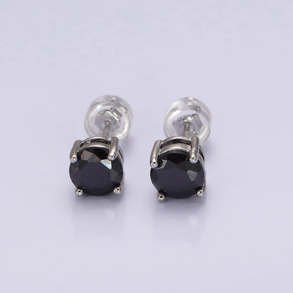 14K Gold Filled Clear, Black, Pink, Green CZ Stud Earrings in Gold &amp; Silver | V300 - V307