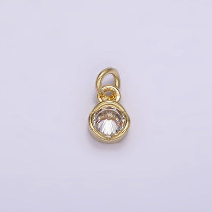 14K Gold Filled Clear CZ Bezel Minimalist Round Add-On Charm | AG201