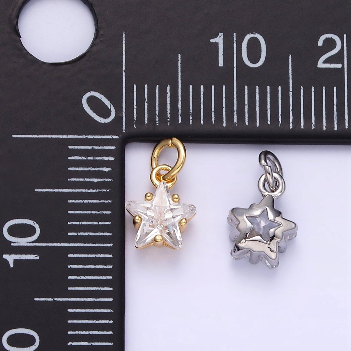 14K Gold Filled Clear CZ Celestial Star Mini Charm in Gold &amp; Silver | AG848