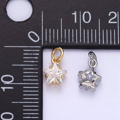 14K Gold Filled Clear CZ Celestial Star Mini Charm in Gold &amp; Silver | AG848