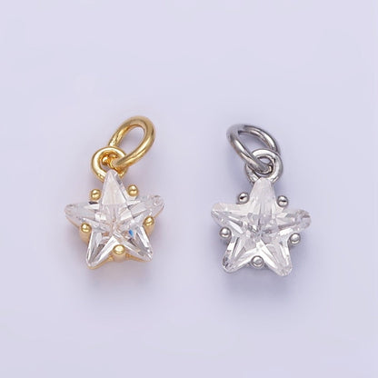 14K Gold Filled Clear CZ Celestial Star Mini Charm in Gold &amp; Silver | AG848