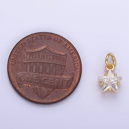 14K Gold Filled Clear CZ Celestial Star Mini Charm in Gold &amp; Silver | AG848