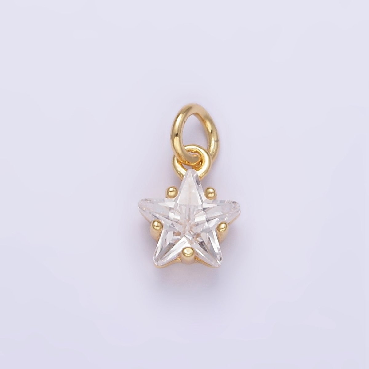 14K Gold Filled Clear CZ Celestial Star Mini Charm in Gold &amp; Silver | AG848