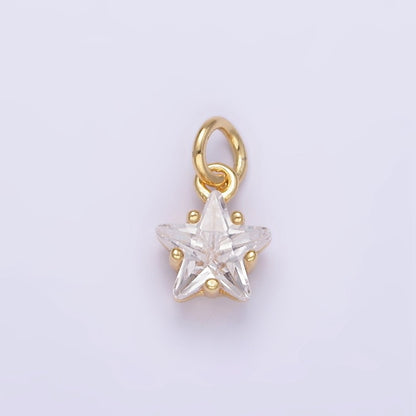 14K Gold Filled Clear CZ Celestial Star Mini Charm in Gold &amp; Silver | AG848