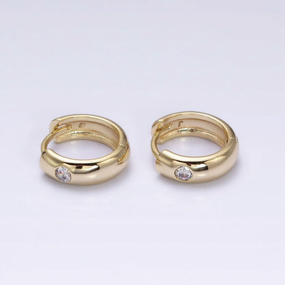 14K Gold Filled Clear CZ Dotted 12mm Cartilage Huggie Earrings | AD1426