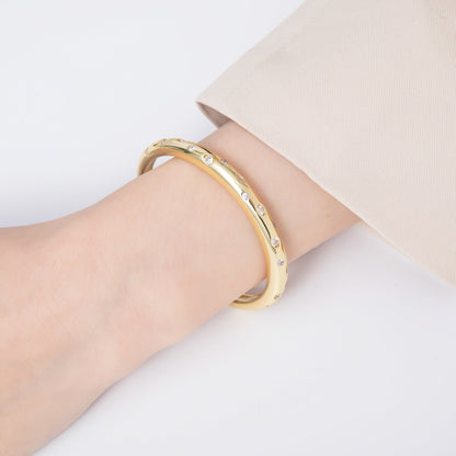 14K Gold Filled Clear CZ Dotted Cuff Bracelet | WA-01691