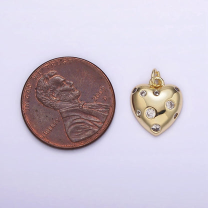 14K Gold Filled Clear CZ Dotted Heart Charm | AG208