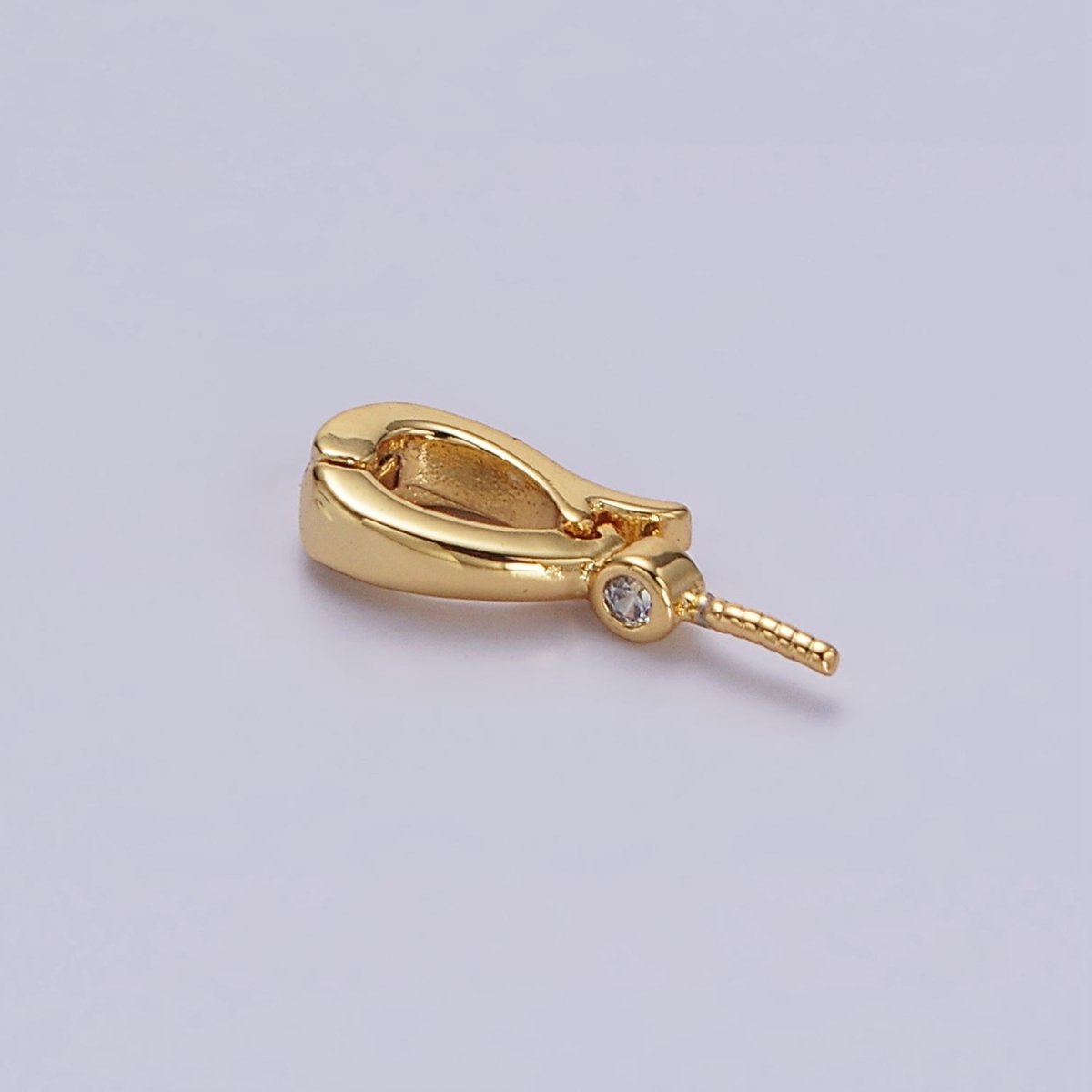 14K Gold Filled Clear CZ Drill Snap Interchangeable Charm Holder Jewelry Supply in Gold &amp; Silver | Z-481 Z-482