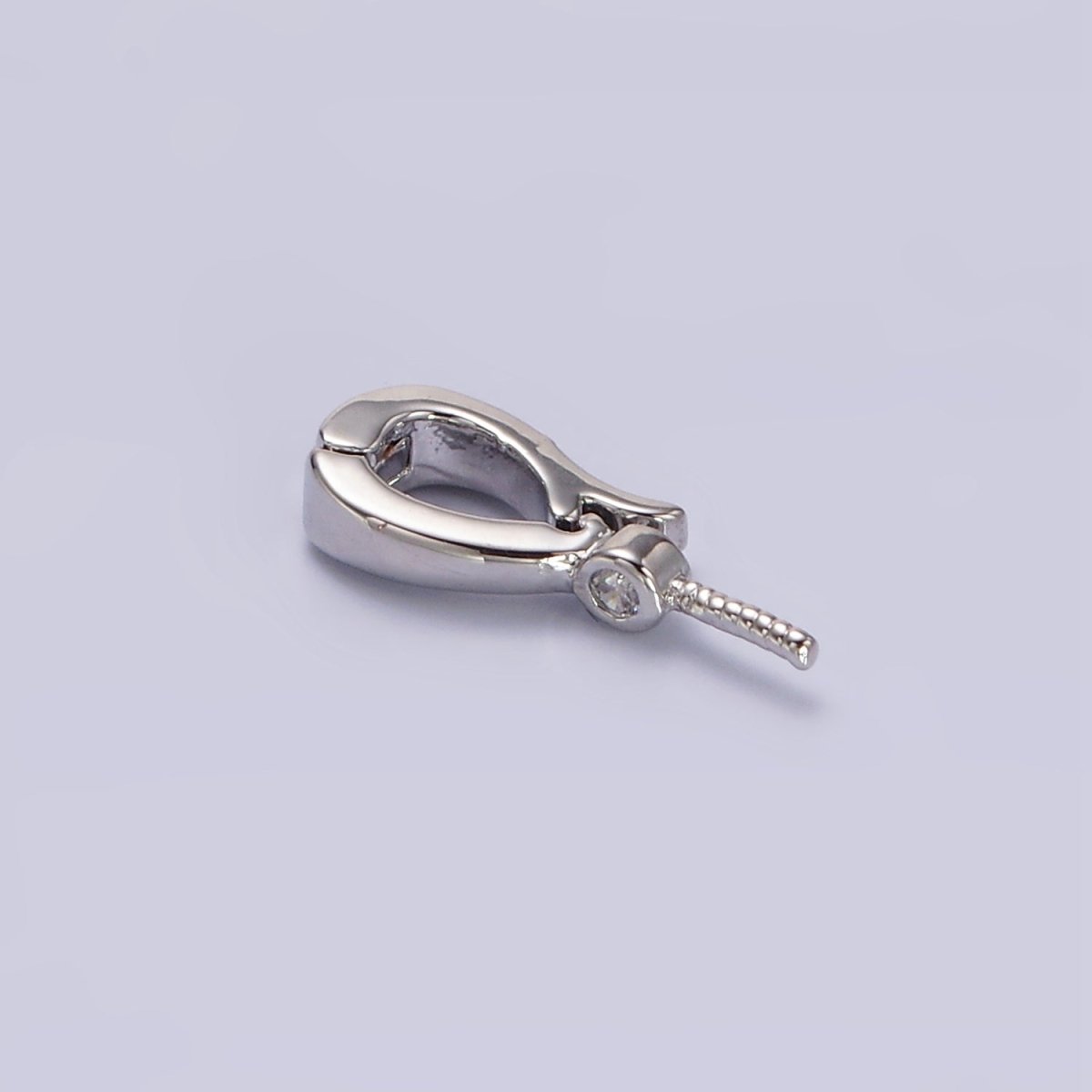14K Gold Filled Clear CZ Drill Snap Interchangeable Charm Holder Jewelry Supply in Gold &amp; Silver | Z-481 Z-482