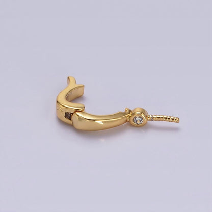 14K Gold Filled Clear CZ Drill Snap Interchangeable Charm Holder Jewelry Supply in Gold &amp; Silver | Z-481 Z-482