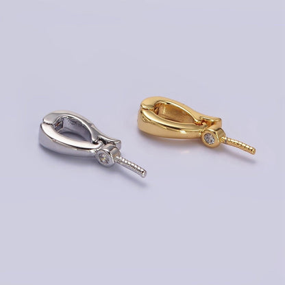 14K Gold Filled Clear CZ Drill Snap Interchangeable Charm Holder Jewelry Supply in Gold &amp; Silver | Z-481 Z-482