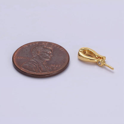 14K Gold Filled Clear CZ Drill Snap Interchangeable Charm Holder Jewelry Supply in Gold &amp; Silver | Z-481 Z-482