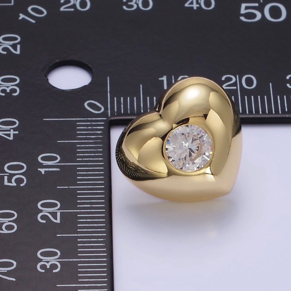 14K Gold Filled Clear CZ Heart Dome Stud Earrings in Gold &amp; Silver | T098 T099