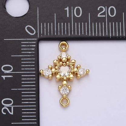14K Gold Filled Clear CZ Heart Dotted Open Rhombus Celestial Star Connector | G790