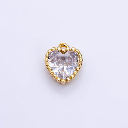 14K Gold Filled Clear CZ Heart Mini Charm | C569
