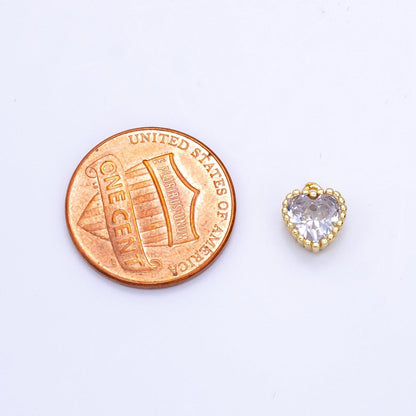 14K Gold Filled Clear CZ Heart Mini Charm | C569