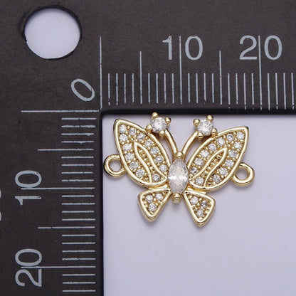14K Gold Filled Clear CZ Marquise Micro Paved Butterfly Mariposa Antenna Connector | Y-882
