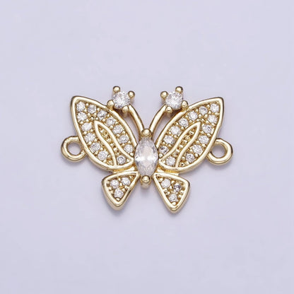 14K Gold Filled Clear CZ Marquise Micro Paved Butterfly Mariposa Antenna Connector | Y-882