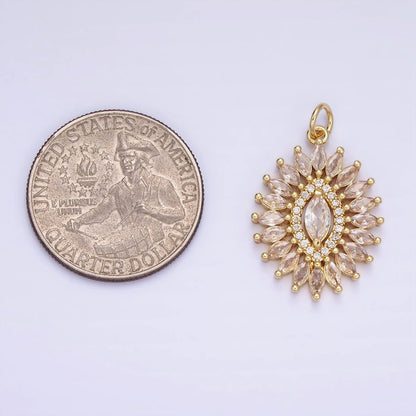 14K Gold Filled Clear CZ Marquise Micro Paved Open Oval Charm | AG630
