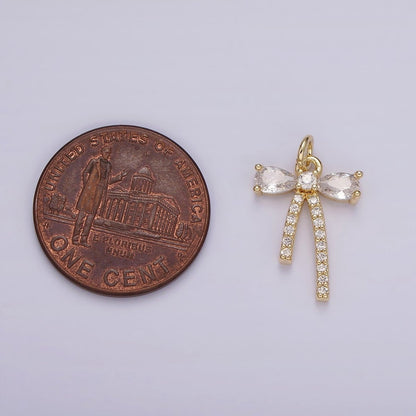 14K Gold Filled 16mm Clear CZ Micro Paved Ribbon Bow Add-On Charm in Gold &amp; Silver | AG510 Charms-01526
