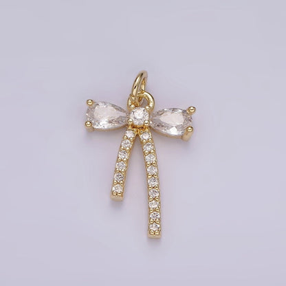 14K Gold Filled 16mm Clear CZ Micro Paved Ribbon Bow Add-On Charm in Gold &amp; Silver | AG510 Charms-01526