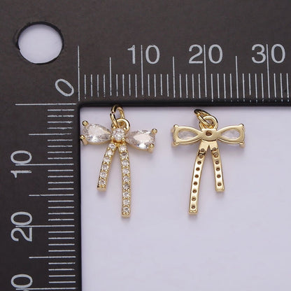 14K Gold Filled 16mm Clear CZ Micro Paved Ribbon Bow Add-On Charm in Gold &amp; Silver | AG510 Charms-01526