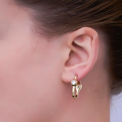 14K Gold Filled Clear CZ Molten Oblong U-Shaped Hoop Earrings | AB989