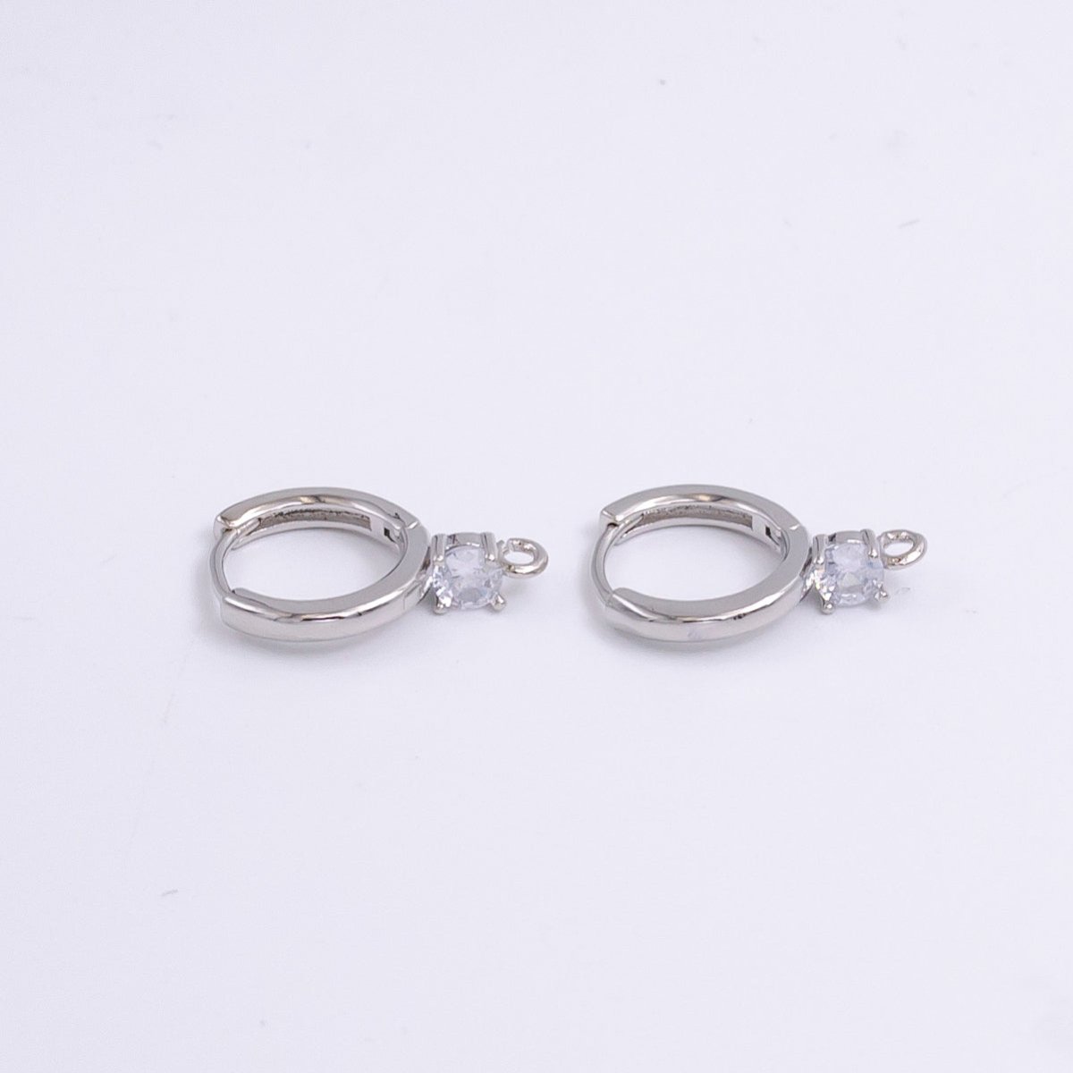 14K Gold Filled Clear CZ Open Loop 12mm Huggie Earrings in Gold &amp; Silver | Z614 Z617