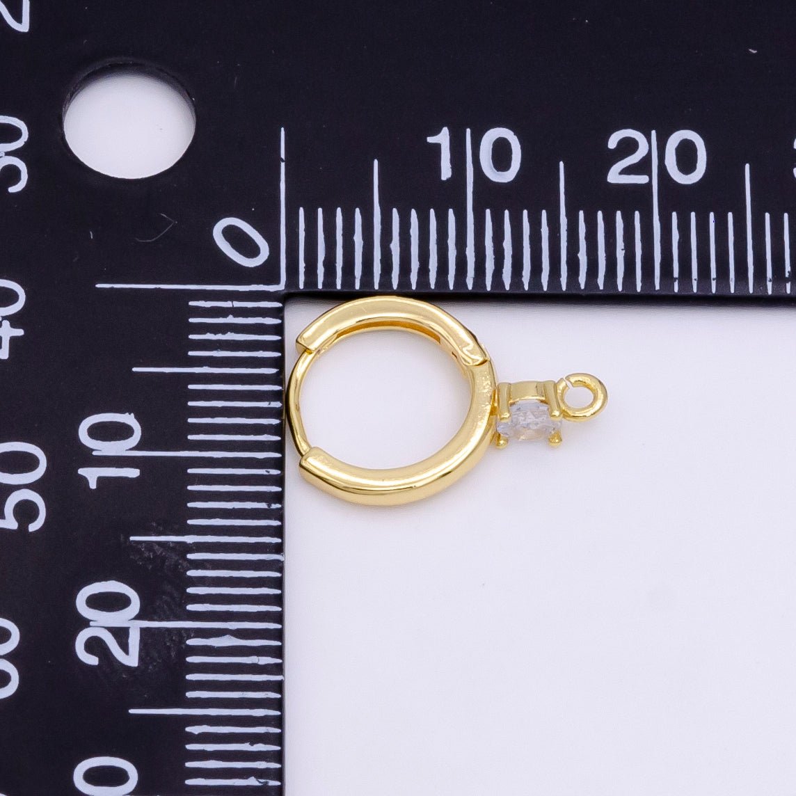 14K Gold Filled Clear CZ Open Loop 12mm Huggie Earrings in Gold &amp; Silver | Z614 Z617