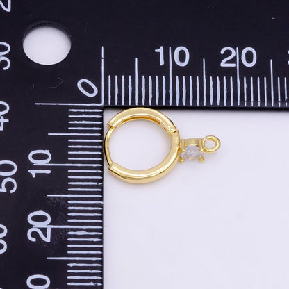 14K Gold Filled Clear CZ Open Loop 12mm Huggie Earrings in Gold &amp; Silver | Z614 Z617