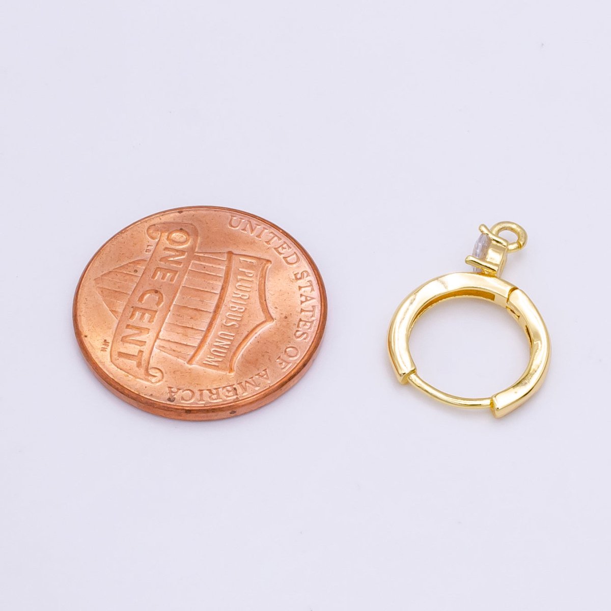 14K Gold Filled Clear CZ Open Loop 12mm Huggie Earrings in Gold &amp; Silver | Z614 Z617