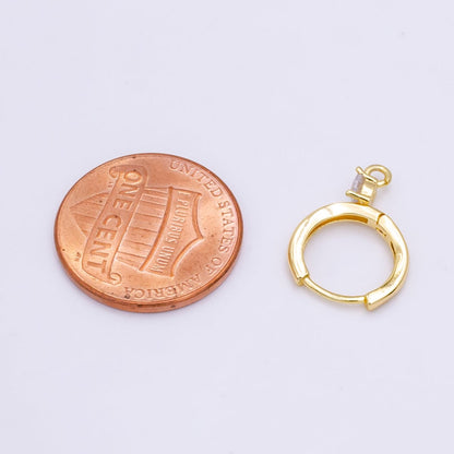 14K Gold Filled Clear CZ Open Loop 12mm Huggie Earrings in Gold &amp; Silver | Z614 Z617