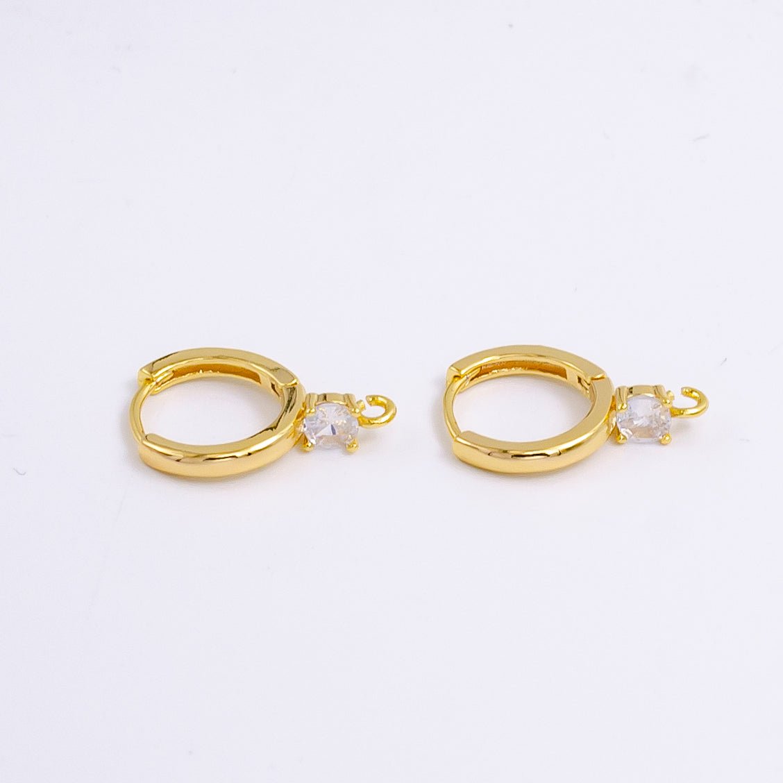 14K Gold Filled Clear CZ Open Loop 12mm Huggie Earrings in Gold &amp; Silver | Z614 Z617