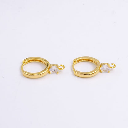 14K Gold Filled Clear CZ Open Loop 12mm Huggie Earrings in Gold &amp; Silver | Z614 Z617