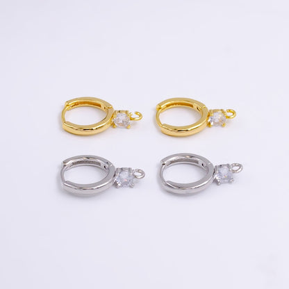 14K Gold Filled Clear CZ Open Loop 12mm Huggie Earrings in Gold &amp; Silver | Z614 Z617