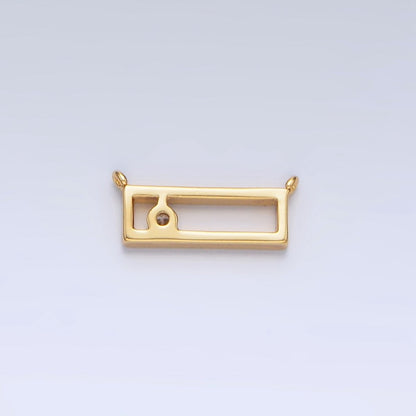 14K Gold Filled Clear CZ Open Rectangular Bar Connector | G816