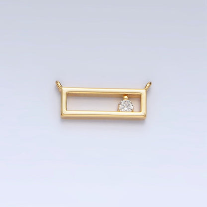 14K Gold Filled Clear CZ Open Rectangular Bar Connector | G816
