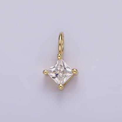 14K Gold Filled Clear CZ Rhombus Bezel Mini Charm | AG561