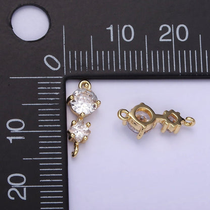 14K Gold Filled Clear CZ Round Rhombus Connector | G294