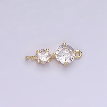 14K Gold Filled Clear CZ Round Rhombus Connector | G294