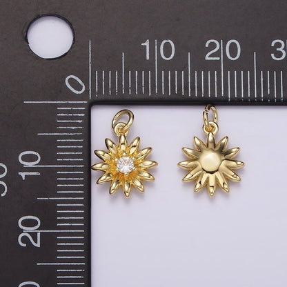 14K Gold Filled Clear CZ Sunflower Nature Charm | AG412