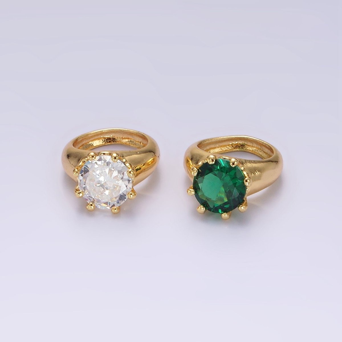 14K Gold Filled Clear, Green CZ Dotted Signet Mini Ring Charm | Z579 Z580
