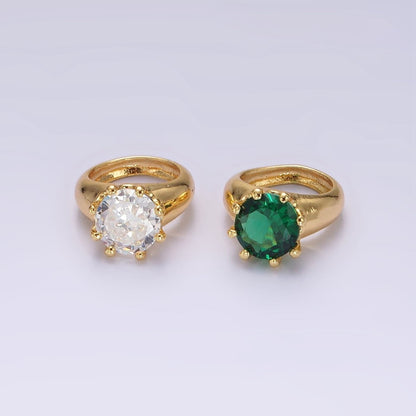 14K Gold Filled Clear, Green CZ Dotted Signet Mini Ring Charm | Z579 Z580