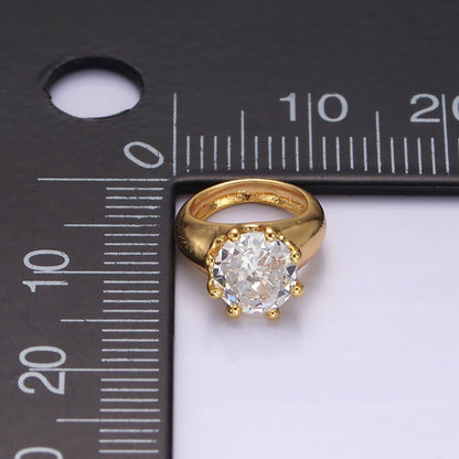 14K Gold Filled Clear, Green CZ Dotted Signet Mini Ring Charm | Z579 Z580
