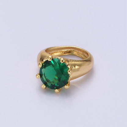 14K Gold Filled Clear, Green CZ Dotted Signet Mini Ring Charm | Z579 Z580