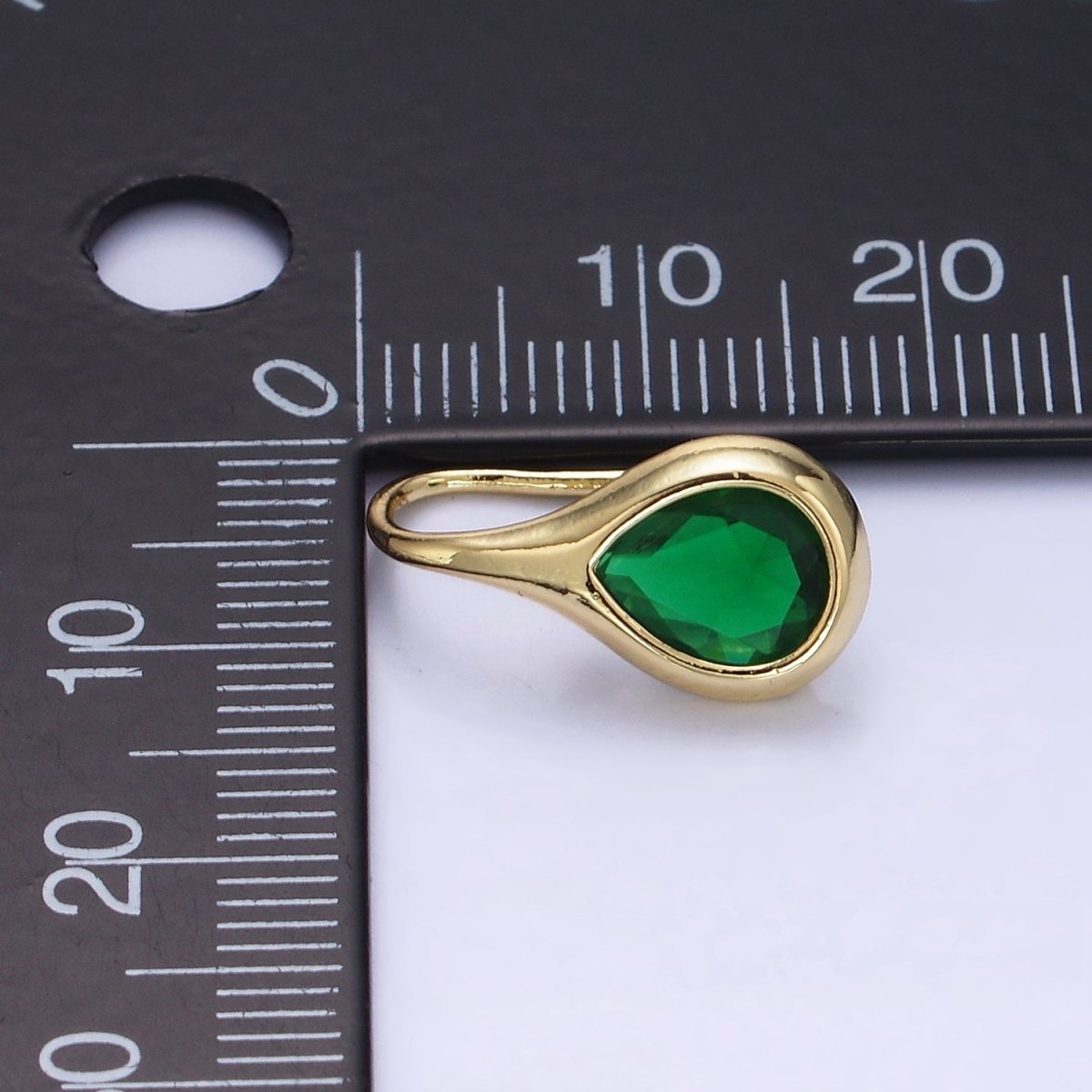 14K Gold Filled Clear, Green CZ Teardrop French Hook Earrings | AB1309 AB1310